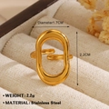 Bague ovale en acier inoxydable doré avec finition miroir et taille réglable - Design Ovale Creux (1023) - Or