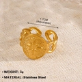Anillo ajustable de acero inoxidable dorado con estrella y diseño de cadena hueca - Cadena Calada de Estrella de Ocho Puntas (Estilo-198)