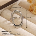 Bague géométrique ovale minimaliste en acier inoxydable argenté avec anneau réglable - Design Ovale Creux (1023) - Acier