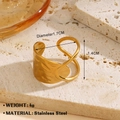 Golden stainless steel cross-line open ring with hammer texture finish, 1.7cm diameter - Hammered Multilayer Style (1003) / Gold