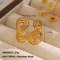 Minimalist layered gold stainless steel ring with adjustable open design for women - Gold (ZN1149-1005)