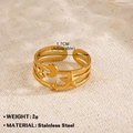 Anillo abierto ajustable de acero inoxidable dorado con diseño de estrella y luna - Anillo Abierto Ajustable Estrella y Luna Calado (Estilo 228)