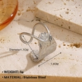 Silver hammered texture crossover open ring made of durable stainless steel - Hammered Multilayer Style (1003) / Steel