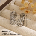 Modern woven stainless steel open ring in silver finish with multi-strand design - Steel Color (ZN1149-1005)