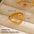 Gold plated stainless steel wave ring in irregular open design for women - Gold (ZN1149-1039)