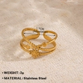 Anillo de estrella ajustable de tres capas en acero inoxidable dorado para mujeres - Destello Solar 3D de Triple Capa (Estilo-459)