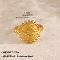Anillo de estrella ajustable de acero inoxidable dorado con banda de cuerda de 2,3g - Patrón de Cuerda Trenzada Estrella de Ocho Puntas Sol (Estilo-507)