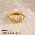 Anillo ajustable de acero inoxidable dorado con un elegante diseño de doble estrella - Faceta 3D de Doble Estrella Simétrica (Estilo-576)