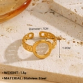 Bague ouverte en acier inoxydable doré avec cercles entrelacés et maillons de chaîne - Style Géométrique Rond Ajouré (1093) / Or