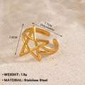 Anillo ajustable de acero inoxidable dorado con estrella hueca y un peso de 1,9 gramos - Anillo abierto de estrella hueca grande (Estilo-578)