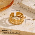 Bague ajustable dorée en acier inoxydable à trois couches avec détails torsadés et relief - Style Ovale Torsadé Multicouche (1105) / Or