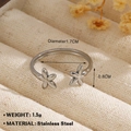Bague ajustable en acier inoxydable argenté avec motifs floraux minimalistes - Couleur Acier (ZN1149-1080)