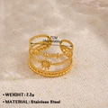 Anillo de acero inoxidable dorado multicapa con diseño central de estrella solar - Diseño de Sol Multicapa (Estilo-587)