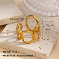 Golden geometric hollow-out stainless steel ring with oval patterns and high polish finish - Irregular Hollow Geometric Style (1036) / Gold