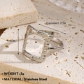 Silver stainless steel open ring featuring a square hollow design and hammered texture - Square Hollow Hammered Style (1041) / Steel