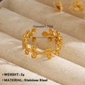 Anillo ajustable de acero inoxidable dorado con diseño de hoja de olivo y acabado mate - Estilo Hoja de Olivo (1035) / Dorado
