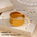 Anillo ancho dorado de acero inoxidable con textura irregular estilo lava y relieve - Estilo De Banda Ancha Con Textura De Lava (1059) / Dorado
