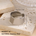 Anillo ancho abierto de plata en acero inoxidable con bordes ondulados de estilo minimal - Estilo De Banda Ancha De Ola Irregular (1059) / Color acero