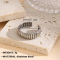Vertical textured stainless steel open ring with 1.7cm diameter and 3g weight details - Steel Vertical Grain Style (1004)