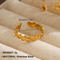Anillo abierto de acero inoxidable dorado con diseño de corazones para mujer chic - Estilo Corazón Conectado (1038) / Dorado