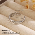 Anillo abierto de corazón en acero inoxidable plateado con un diseño minimalista unido - Estilo Corazón Conectado (1038) / Color acero