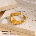 Minimalist gold overlapping geometric open ring in polished stainless steel for women - Gold Cross Wrapped Style (1102)