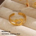 Anillo de corazón abierto de acero inoxidable dorado con diseño de doble línea - Estilo Nudo de Corazón (1044) / Dorado