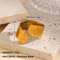Golden stainless steel wide open ring with handmade hammer texture and minimalist geometric design - Gold Wide Hammered Style (1099)