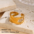 Modern gold-plated multi-layer stainless steel overlapping ring in crossover design - Gold Double Layer Cross Style (1076)