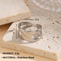 Minimalist double-layered silver stainless steel open ring with geometric cross lines - Steel Double Layer Cross Style (1076)