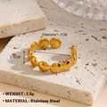 Anillo abierto minimalista de acero inoxidable dorado con diseño de discos - Estilo De Enlace De Pétalos Redondos (1075) / Dorado