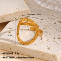 Golden hammered stainless steel irregular oval open ring with 1.8g lightweight design - Gold Oval Hammered Style (1029)