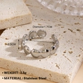Anillo ajustable de acero inoxidable plateado con diseño de cuentas pulidas - Estilo De Enlace De Pétalos Redondos (1075) / Color acero