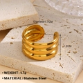 Anillo multicapa dorado de acero inoxidable con motivo sol y luna y 1,7 cm de diámetro - Estilo Ancho Liso Multicapa (1096) / Dorado