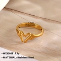Adjustable golden stainless steel open ring with unique heart-shaped hugging hands design - Hand Gesture Heart Hug (033)
