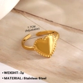 Adjustable golden heart ring in stainless steel with a beaded edge design for women - Beaded Edge Peach Heart (034)