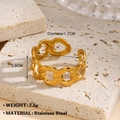 Anillo abierto de acero inoxidable dorado estilo cadena con diámetro de 1,7 cm y minimalista - Estilo Abierto De Diseño De Cadena (1104) / Dorado