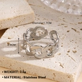 Anillo de cadena abierta minimalista de acero inoxidable plateado para mujer, 0,8cm - Estilo Abierto De Diseño De Cadena (1104) / Color acero