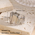 Anillo abierto minimalista de acero inoxidable con forma de onda y acabado plata - Estilo De Ola De Lava Irregular (972) / Color acero