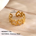 Anillo corazón hueco dorado ajustable en acero inoxidable para mujer con diseño ligero de 2,5g - Corazón Hueco Premium (211)