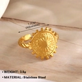 Anillo ajustable de acero inoxidable dorado con relieve de sol y diámetro de 1,7 cm - Corazón de Rayos de Sol Retorcido (258)