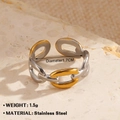 Zweifarbiger Gliederkettenring aus Edelstahl in Gold und Silber, poliertes Finish - Kettestil (067)