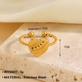 Anello in acciaio inossidabile dorato con cuore a rilievo e fascia intrecciata - Anello Oro Cuore a Pois (1269)
