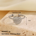 Anello aperto in acciaio inossidabile argento con fascia intrecciata e cuore - Anello Acciaio Cuore a Pois (1269)