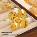 Goldener dicker Blumenring aus Edelstahl, auffälliges Design mit 1,7cm Innendurchmesser - Gold Große Blume Stil (1260)