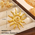 Goldener Sonnen-Statement-Ring aus Edelstahl mit strukturierten Strahlen und Spirale - Gold Strahlende Sonne Stil (1571)