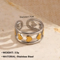 Bague en acier inoxydable bicolore avec étoiles en or 18 carats et anneau argent - Cœur Creux (1091)