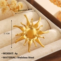Goldener Sonnen-Statement-Ring aus Edelstahl mit 1,8cm Durchmesser und 3,1cm Höhe - Gold Flamme Sonne Stil (1572)