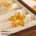 Goldfarbener offener Blumenring aus Edelstahl mit 1,7 cm Innendurchmesser Größe - Gold Mehrblättrige Blume Stil (1580)