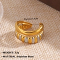 Zweifarbiger Ring aus 18K vergoldetem Edelstahl mit Rillenstruktur und Silberakzenten - Gerippte Textur Gold Bogen Design (756)
